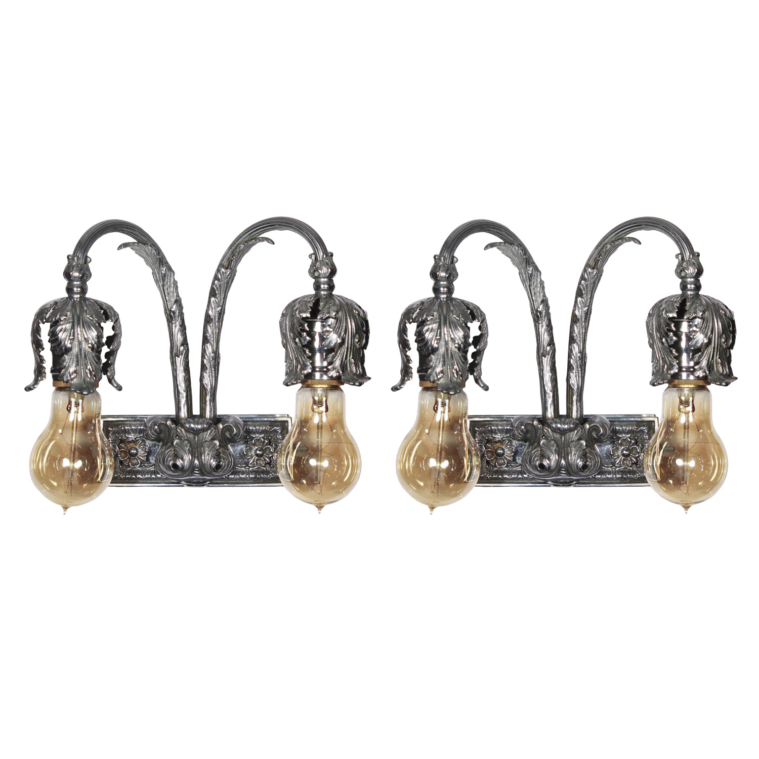 Pair of Antique Exposed Bulb Vanity Sconces. c. 1930