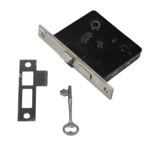 Antique Mortise Lock Set with Key & Striker by Corbin, Brushed Nickel