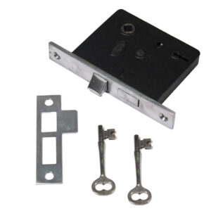 Antique Mortise Lock Sets with Keys & Striker by Corbin, Brushed Nickel