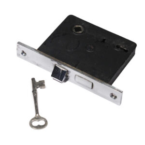 Antique Chrome Mortise Lock Sets with Key & Striker by Corbin, New Old Stock