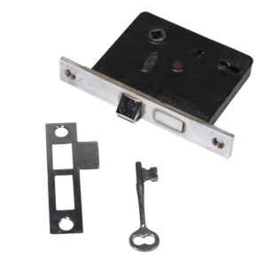 Antique New Old Stock Mortise Lock Sets with Key & Striker by Corbin, Chrome