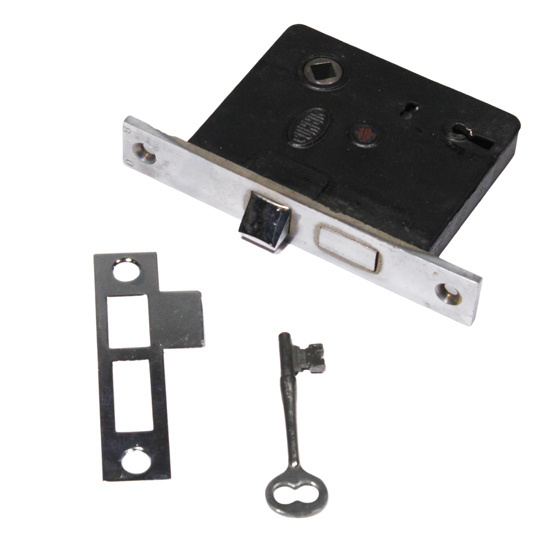 Antique New Old Stock Mortise Lock Sets with Key & Striker by Corbin, Chrome