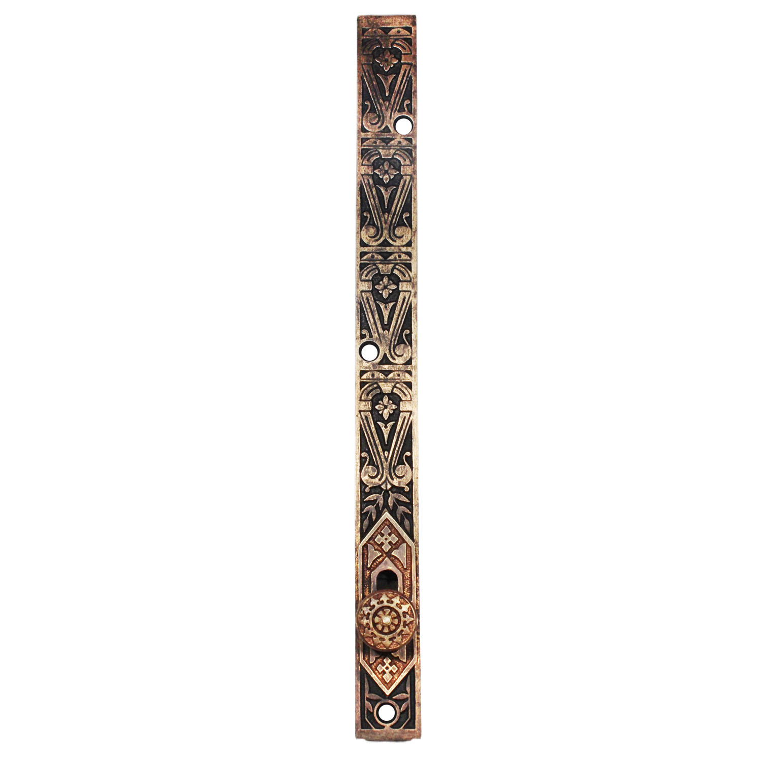 Decorative Eastlake Inset Slide Bolt, Antique Hardware