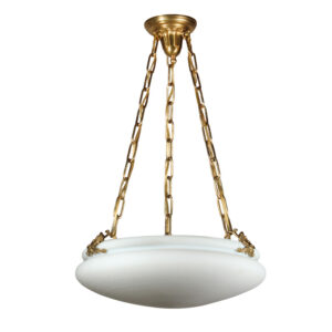 Antique Calcite Inverted Dome Chandelier, Steuben