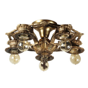 Antique Semi Flush-Mount Chandelier with Exposed Bulbs Antique Semi Flush-Mount Chandelier with Exposed Bulbs