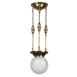 Antique Brass Chandelier with Glass Globe, Stars Antique Brass Chandelier with Glass Globe, Stars