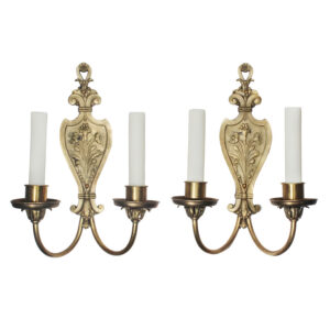 Pair of Antique Cast Bronze Double-Arm Sconces by Sterling Bronze Co.