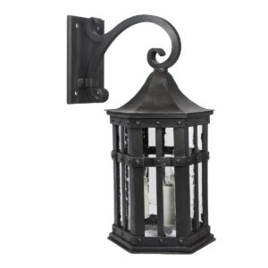 Vintage Cast Iron Exterior Sconce with Glass