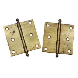 Matching Pairs of Antique Brass Cabinet Hinges with Ball Finials, New Old Stock Matching Pairs of Antique Brass Cabinet Hinges with Ball Finials, New Old Stock
