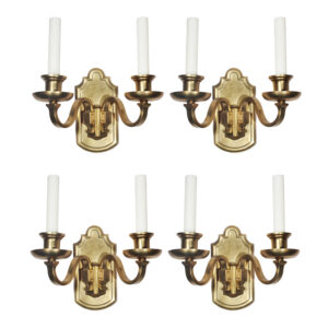 Matching Pairs of Antique Cast Brass Sconces, Early 1900’s
