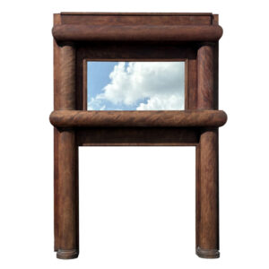 Antique Wood Fireplace Mantel with Mirror, Early 1900’s