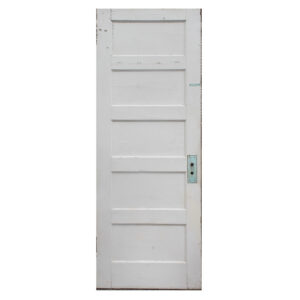 Salvaged 30” Five-Panel Solid Wood Door, Antique Doors