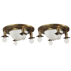 Matching Antique Inverted Dome Semi-Flush Lights, Early 1900’s
