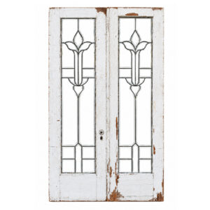 Antique 48” Door Pair with Leaded and Beveled Glass