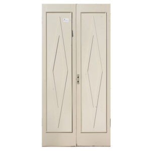 Antique Pair of 36″ Solid Doors with Diamond Trim