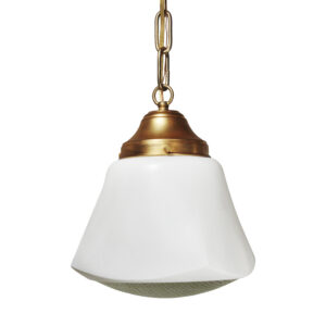 Antique Schoolhouse Pendant Light with Unusual Shade