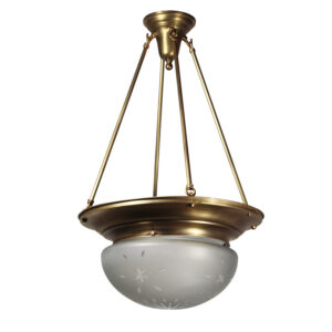 Antique Brass Neoclassical Inverted Dome Chandelier, Early 1900’s
