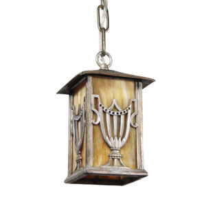 Neoclassical Silver Plate Lantern with Original Slag Glass, Antique Lighting