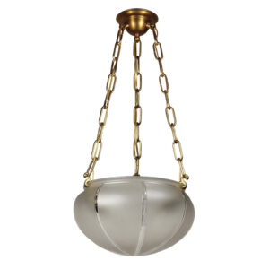 Brass Inverted Dome Chandelier, Antique Lighting