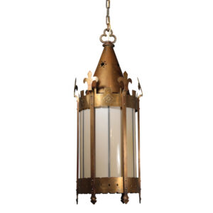 Large Antique Lantern with Amber Glass, Rambusch Decorating Co.